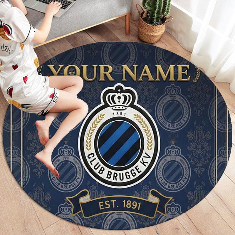 Club Brugge KV Custom Name Round Area Rug,Carpet Rug for Living Room Bedroom Sofa Playroom Decor,Non-slip Floor Mat