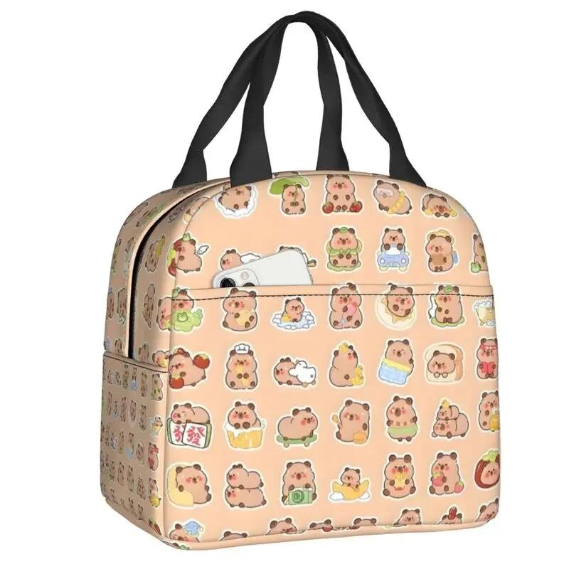 Custom Funny Colourful Creative Capybara Printed Thermal Insulated Lunch Bags Women Resuable Lunch Tote for School Food Box