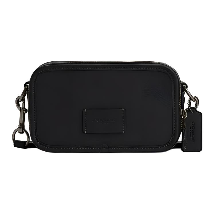 Coach 20 Solid Color Embossed Logo Zipper Closure Hardware Buckle Leather Shoulder Crossbody Bag Small Women bags Black CM113-QBBK Basic Set BagDust Bag 23970₽