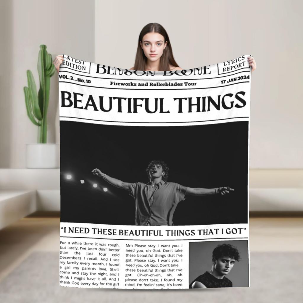 Benson Boone Tour Blankets  Flannel Novelty Warm Throw Blanket for Bed Sofa Textile Decor