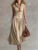 Spring 2026 French Style Elegant Slimming Lapel Multi-Button Long Dress for Women
