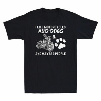 I Like Motorcycles And Dogs And Maybe 3 People Vintage Men's Cotton T-Shirt Unisex T-Shirt