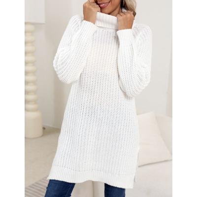 Women's Autumn and Winter Thickened High Neck Simple Split Sweater Dresses
