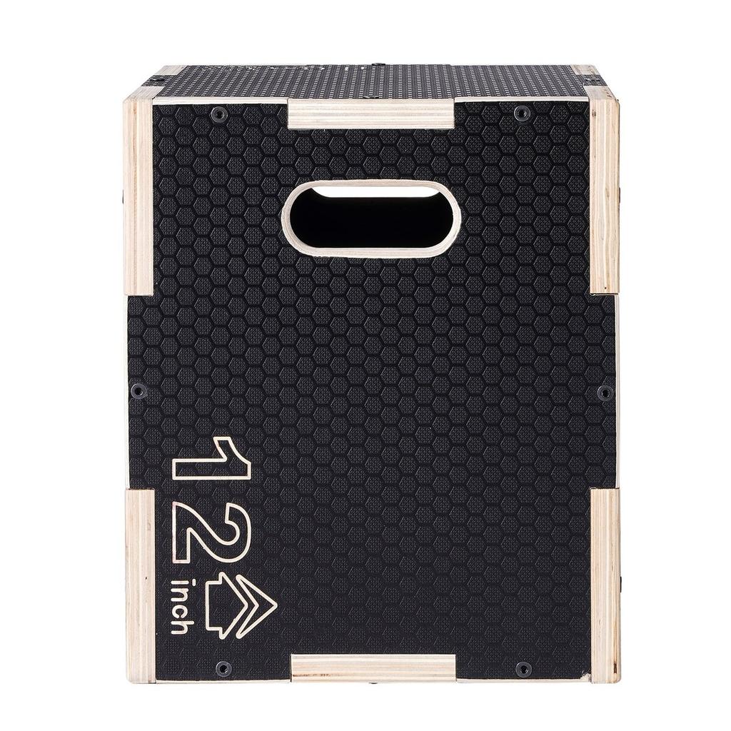 3 In 1 Plyometric Jump Box, 16/14/12 Inch Wooden Plyo Box, Platform & Jumping Agility Box, Anti-Slip Fitness Exercise Step Up Box for Home Gym