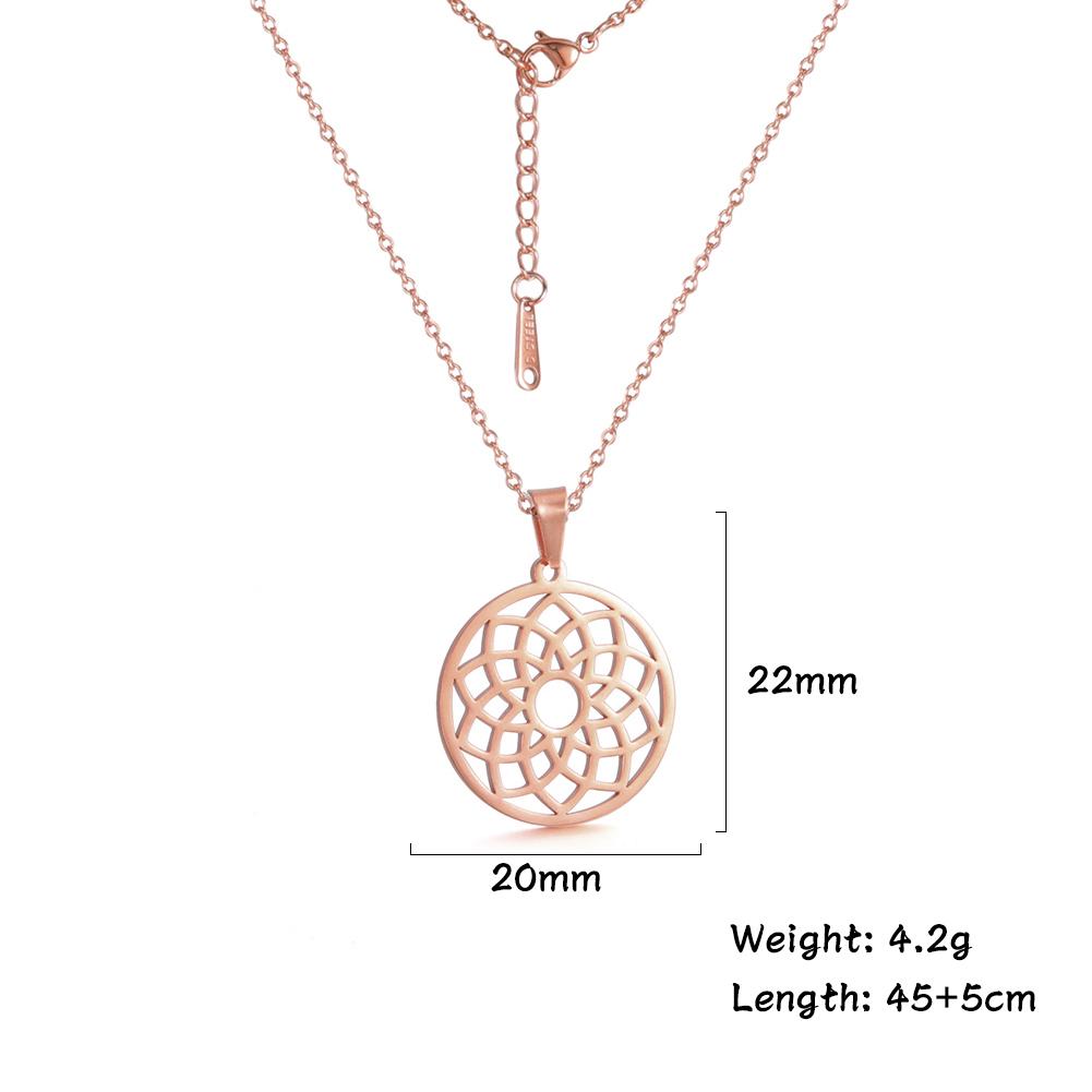 

Flower of Life Sacred Geometry Necklace Stainless Steel Mandala Neck Chain Women Men Viking Vintage Universal Spiritual Jewelry 45cm
