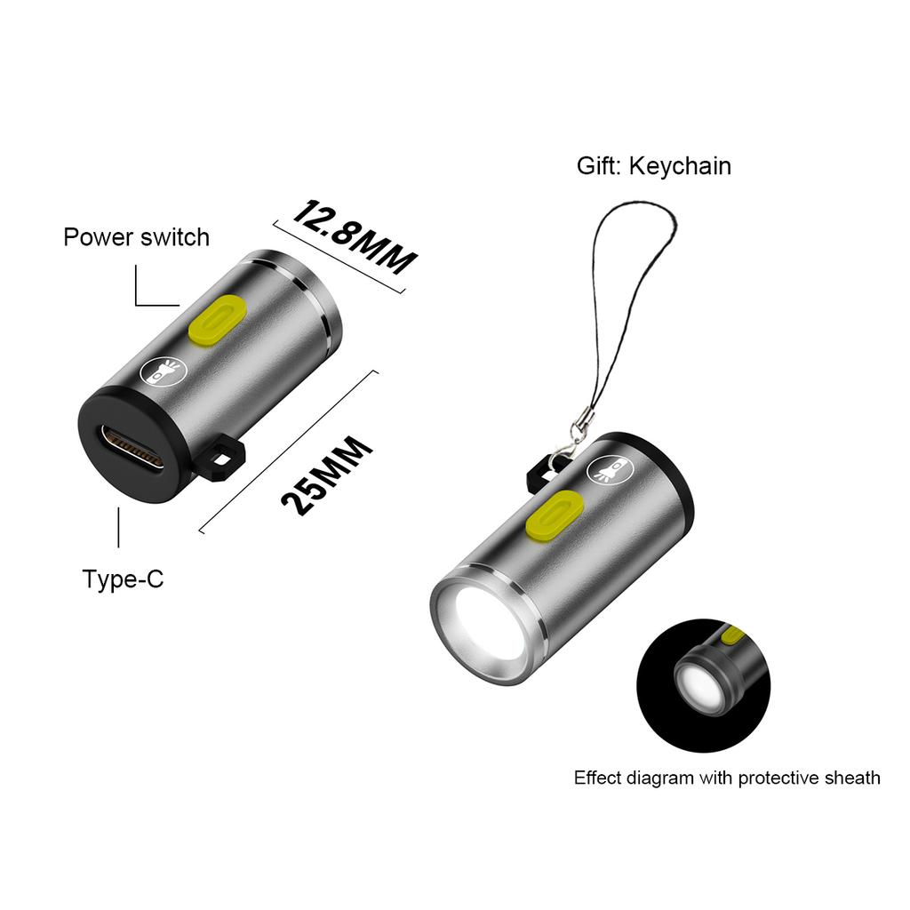 Mini Led Flashlight Not Need Battery Design Cob Cold White Powered By Type C Connectors Portable Pocket Size Working Flashlights
