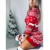Autumn Winter Women Long Sleeve Loose Christmas Dress New Year Festival Christmas Print A-line Mini Dress Ladies