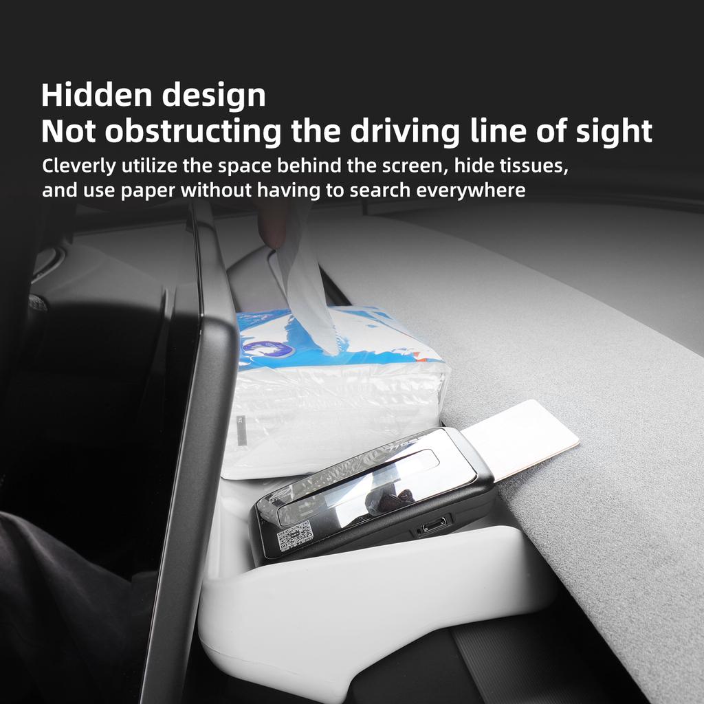 Für Tesla Model 3 Highland 2025 Auto Armaturenbrett Ablage Mittelkonsole Display Aufbewahrungsbox Versteckte Ablage hinter dem Bildschirm Organizer