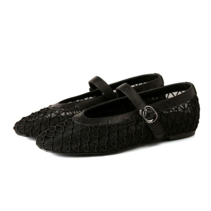 Fashion Comfortable Breathable Mesh Brand Ballet Flats Women Fashion Round Toe Buckle Mary Jane Shoes Summer Lightweight Casual Shoes