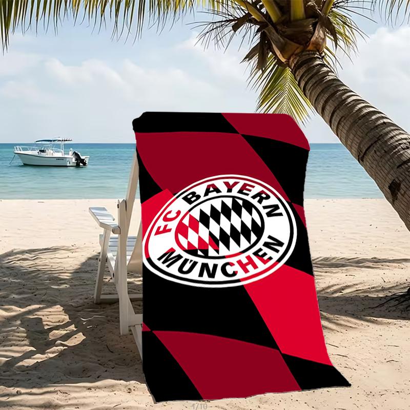 Beach Towel with FC Bayern München logo Pattern - soft,absorbent,machine washable Lightweight&Modern,swimming,Travel Essentials