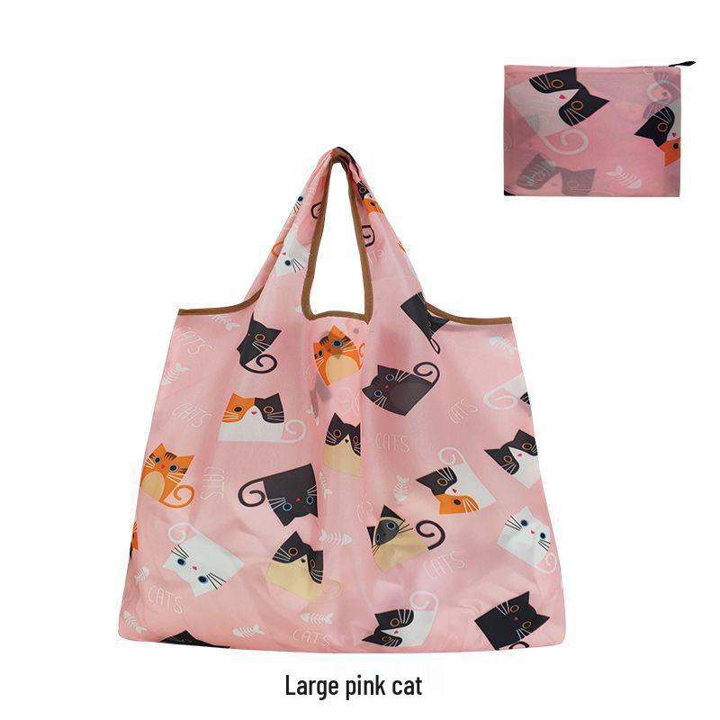 Women's Eco-Friendly Cute Cartoon Waterproof Shopping Bag - Lightweight and Foldable with Large Capacity