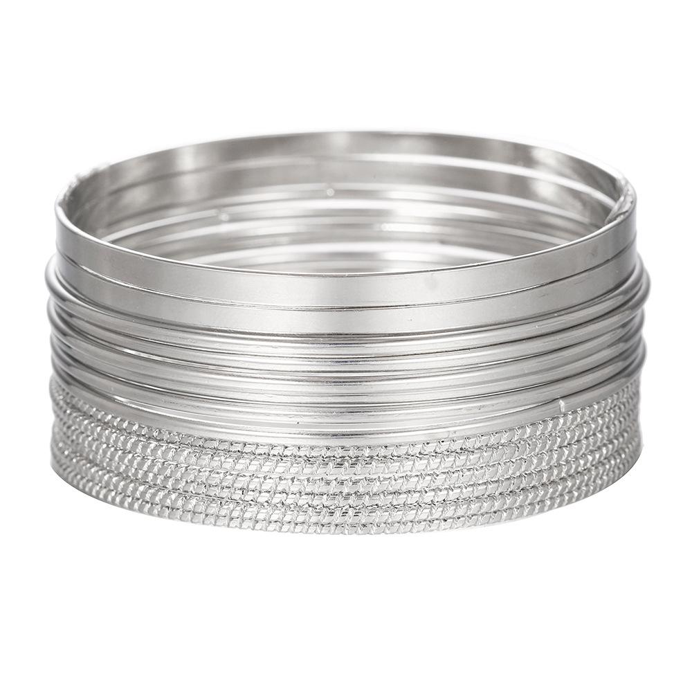 BEPAN 14 Pieces Metal Bangles Set For Women Holiday Accessories Party Fashion Jewelry Trendy Basic Styles Punk Textured Item