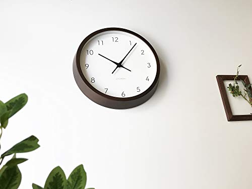 KATOMOKU Muku Clock 7, Brown, km-60BRRC, Wall Clock with Continuous Second Hand, 30.6cm Diameter (Radio-Controlled Clock)