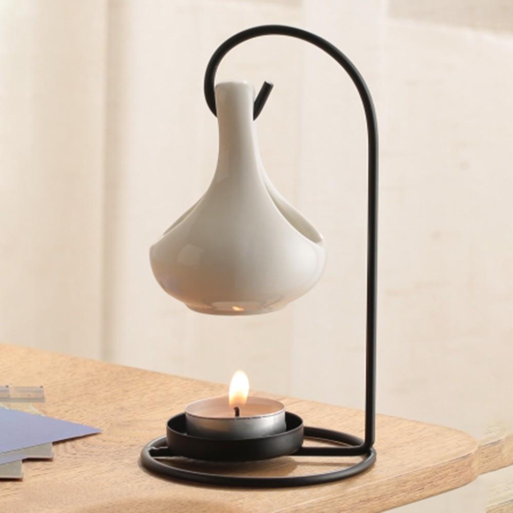 Portable Hanging Scented Oil Lamp Burner Black Ceramic Candle Holder Candle Burner Bedroom Fragrance Item Home Decor