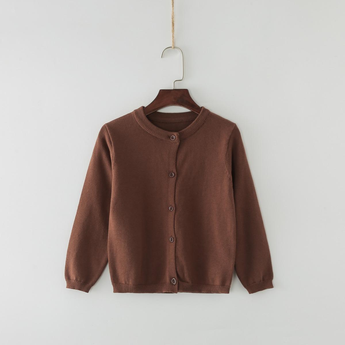 Весенне-осенний свитер, кардиган конфетного цвета, однотонный маленький кардиган, детское пальто, свитер 110cm шоколадный