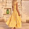 Women's Casual Midi Dress  Everyday Sleeveless Loose Boho Plaid Dress Summer Beach Sundress
