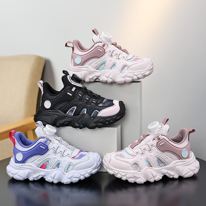 Girls 'swivel Button Sneakers 2026 New Children's Lightweight Breathable Soft-sole Running Shoes Physical