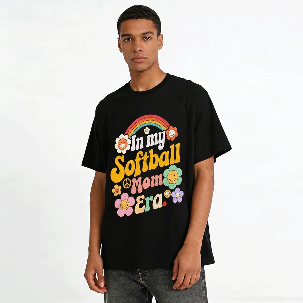 In My Softball Mom Era Retro Graphic Casual Top Pure cotton T-shirt