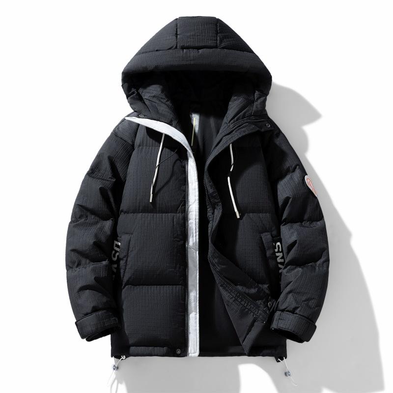 

2025 Мужская повседневная короткая куртка с флисовой подкладкой Ветрозащитная Теплая утолщенная куртка XXXL чёрный