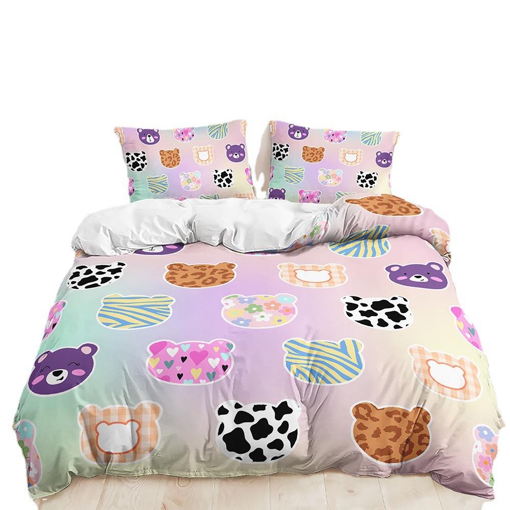 3D Digital Printing Kit Bedding Quilt Cover Three-Piece Set Small Fresh Animal Home Textiles