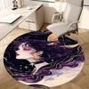 1pc Anime Design Round Carpet Office Chair Mat, Non Slip Rug with Starry Sky and Moon Print for Home Decor