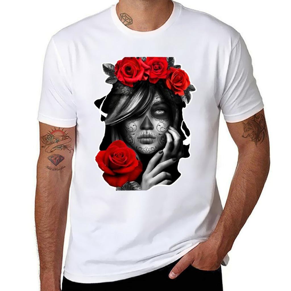 Day Of The Dead Woman TShirt Plus Size Basic Cotton TShirt