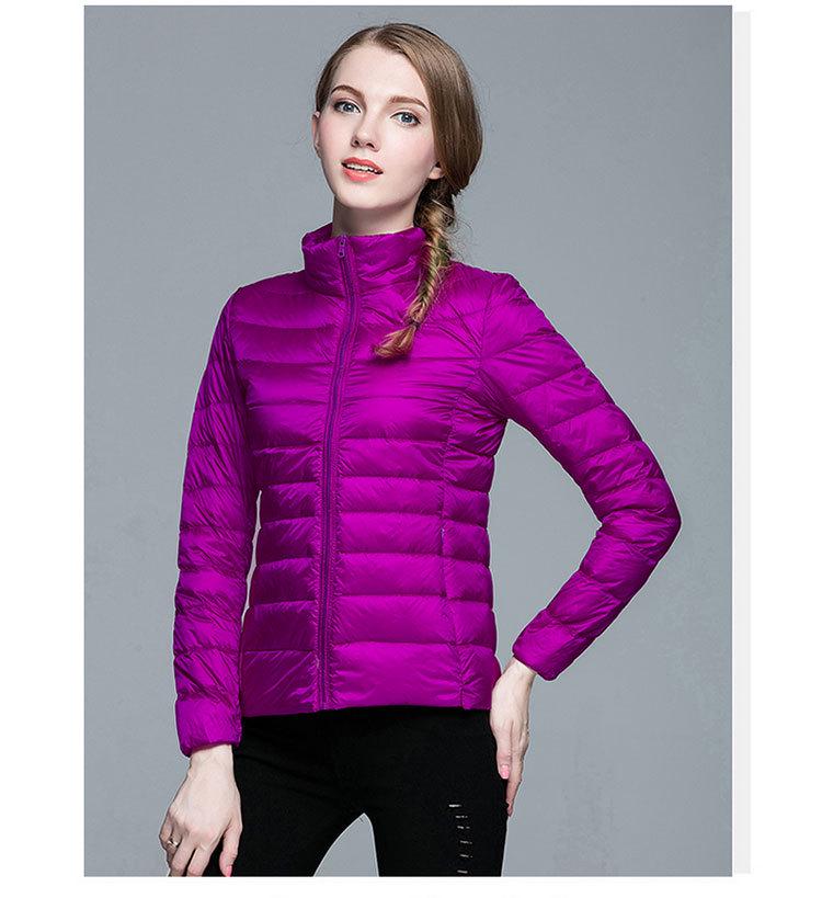 Korean Style Women's Lightweight Slim Fit Down Jacket - Stand Collar, Short, Plus Size, Autumn/Winter