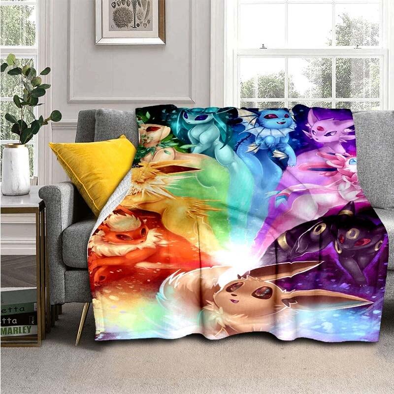 Cartoon Pokemon Flannel Throw blanket Children and adults Gift Fashion Cute Pikachu Fluffy blanket for Bed Sofa Travel Camping