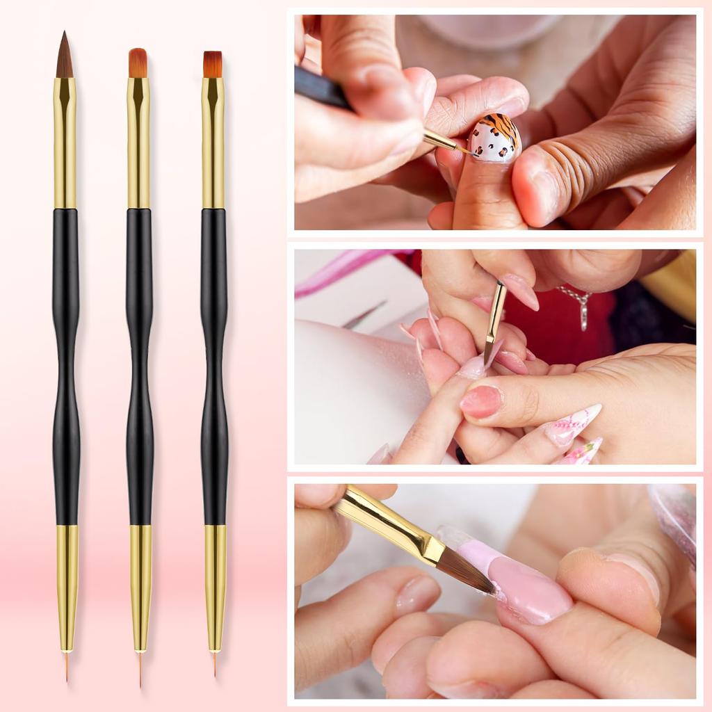 25 Piece Nail Art Tools, Nail Brush Set,Palette, Stand & 2-way Acrylic Silicone Engraving Pen Dotting Pen Tools,For Nail Art DIY Home