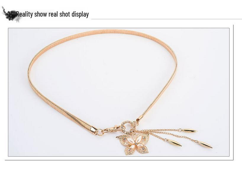 Elegant Korean-Style Rhinestone Waist Chain for Women - Versatile, Fashionable, and Elastic Thin Belt