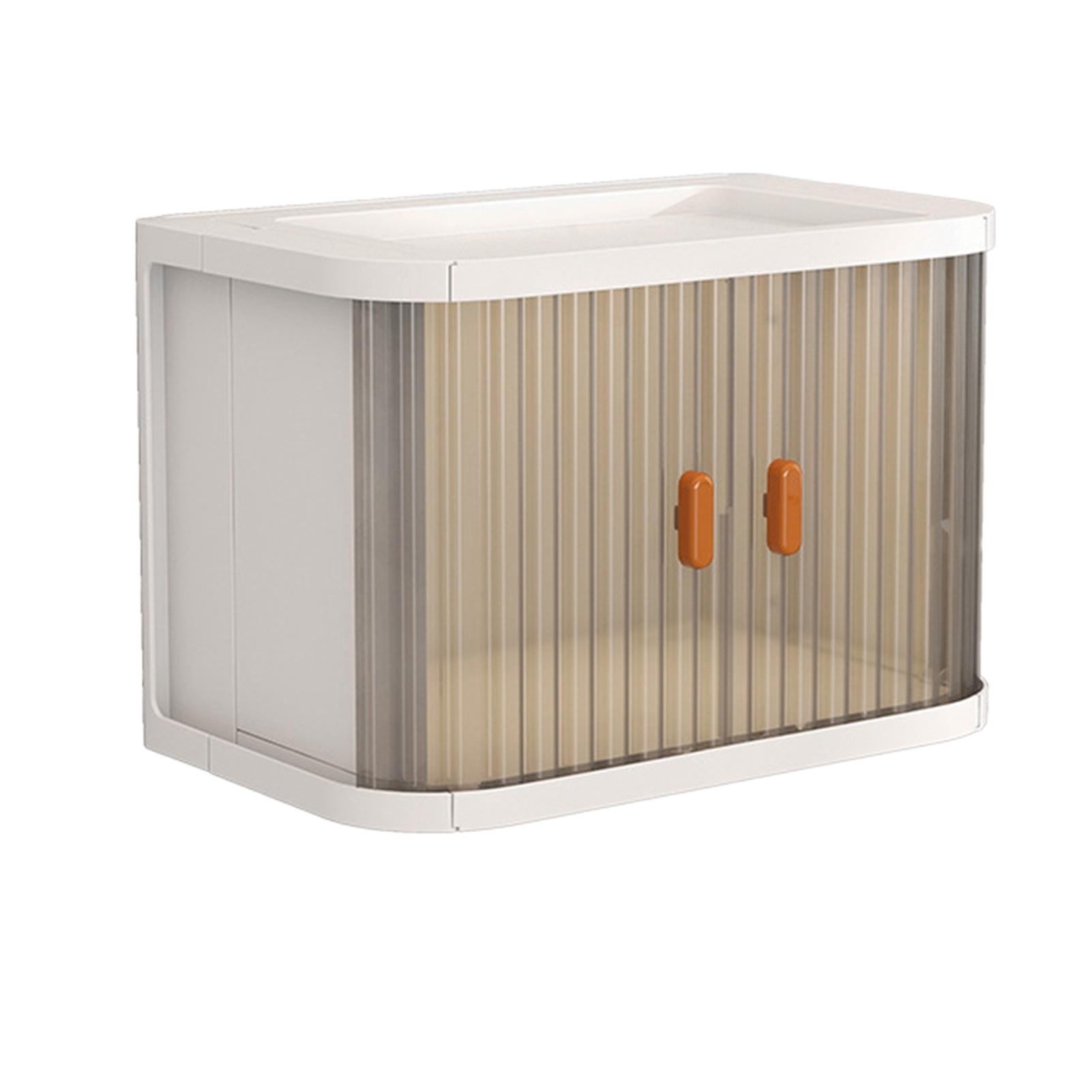 

Складной настольный ящик для хранения с двухсторонней откидной дверцей, штабелируемый, большой вместимости, контейнер-органайзер