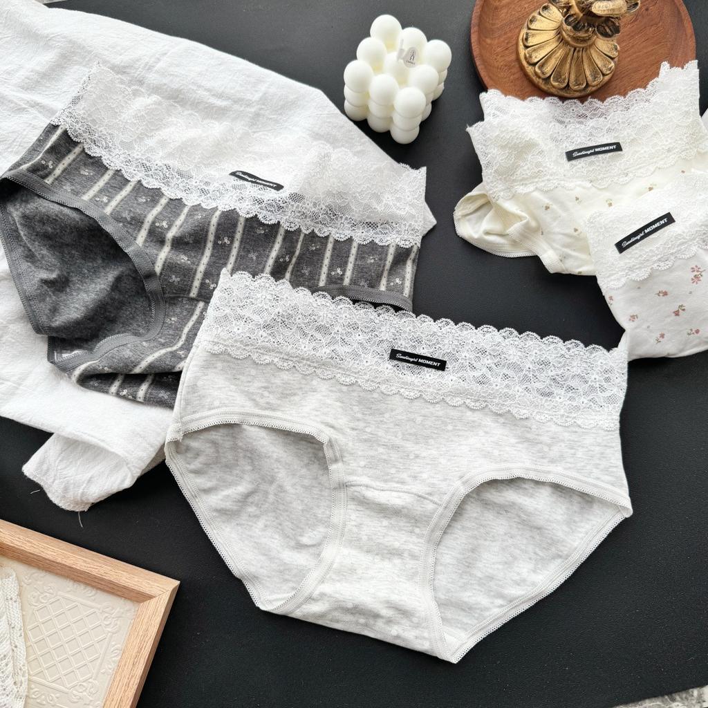 Ladies Spring and Autumn Casual Lovely Cotton Lace Edge Underwear