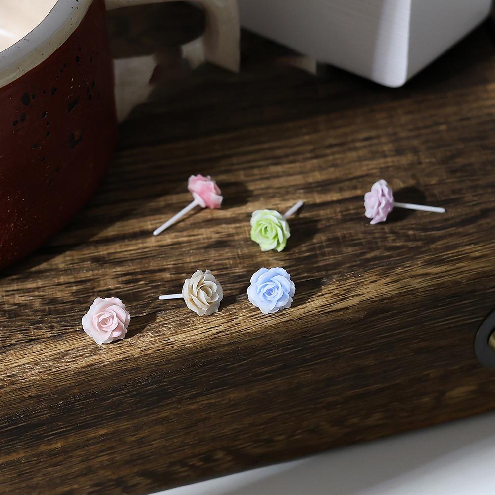 Bioceramic Needle Resin Flower Mini Stud Earrings For Women Allergy Prevention Piercing Ear Hole Jewelry