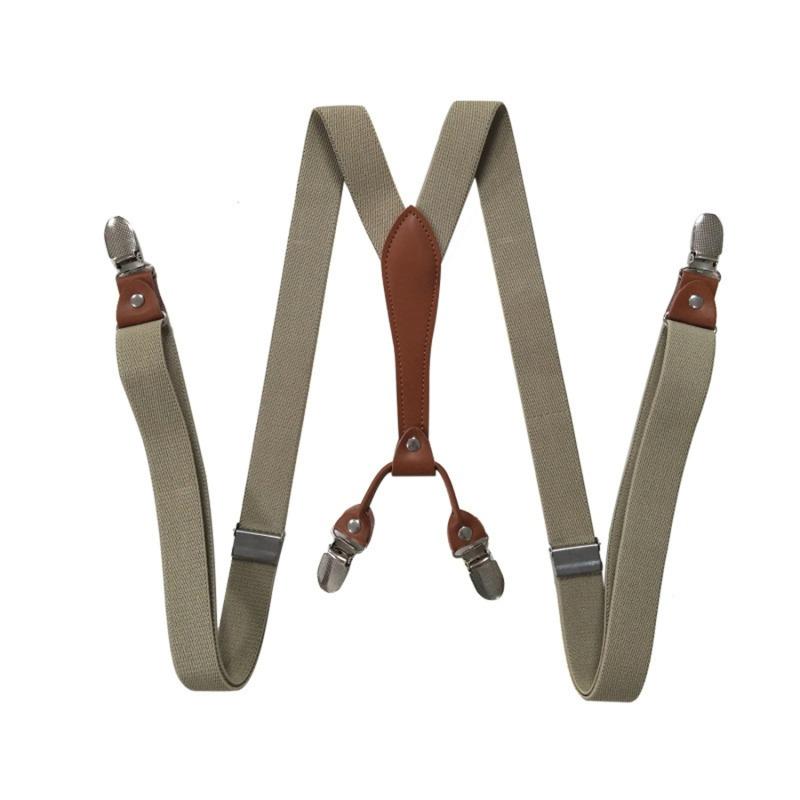 Fashion Vintage Suspenders for Adult Women Men 2.5cm Wide Cross-Over Back 2 Side Clips Adjustable Elastic Trouser Brace Straps