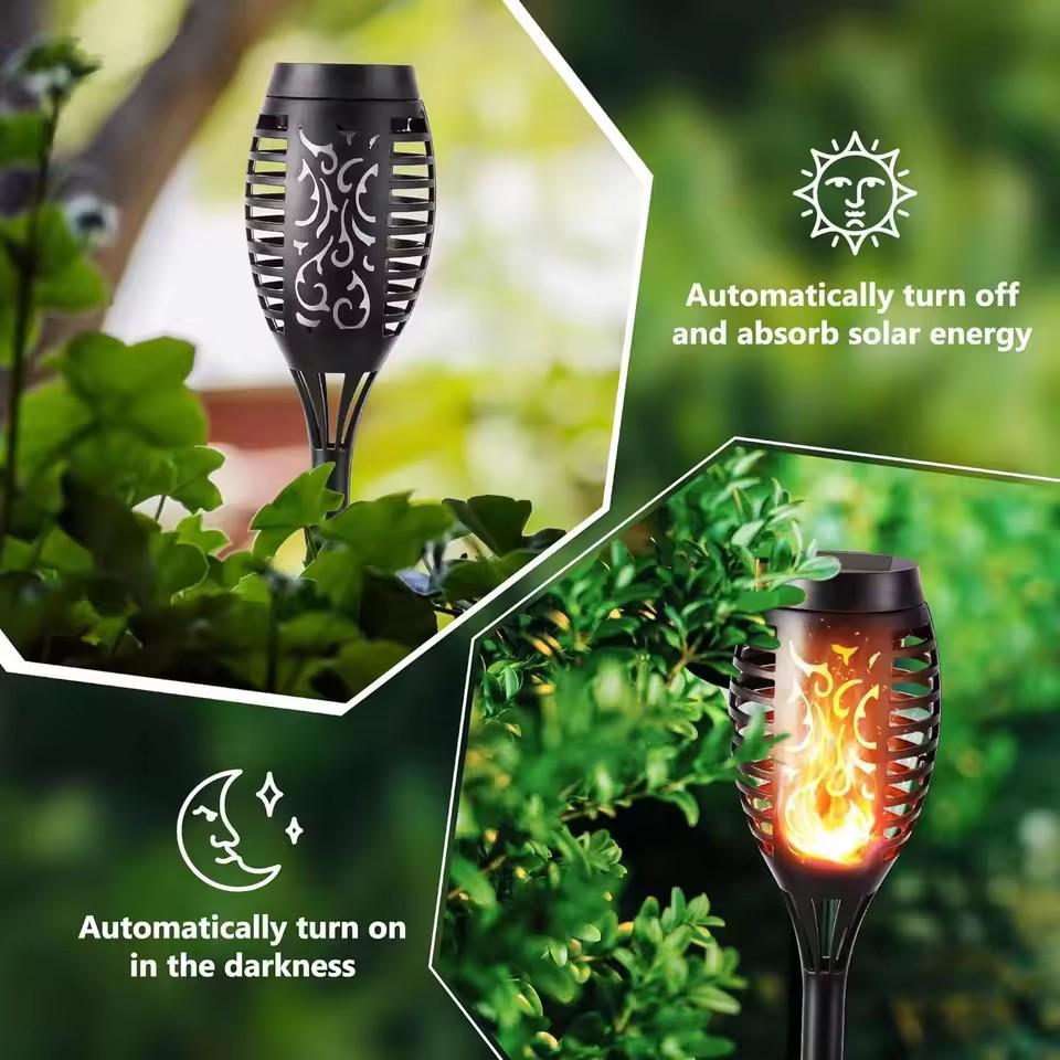 Cross-border 12LED Solar Flame Torch Light for Outdoor Garden and Lawn Decoration.