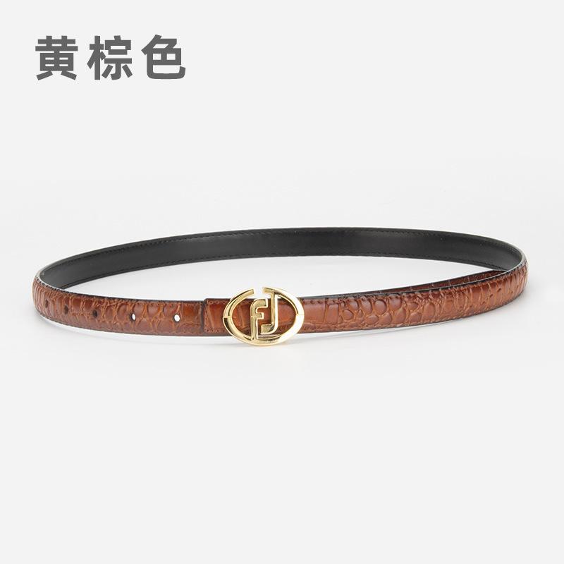 New women's belt leather high-end niche design crocodile pattern versatile decorative jeans belt women