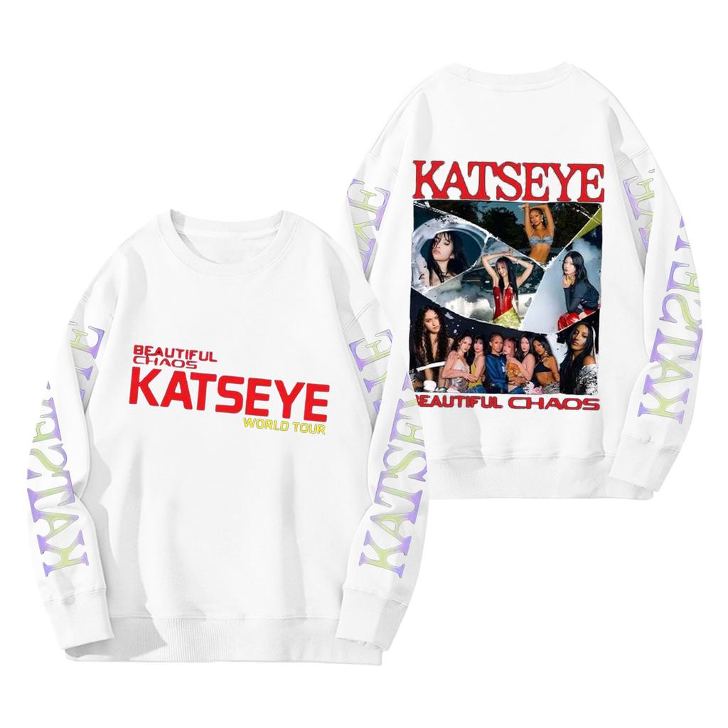 Women's Fashion Long Sleeve Print Round Neck Loose Pullover Sweater Top