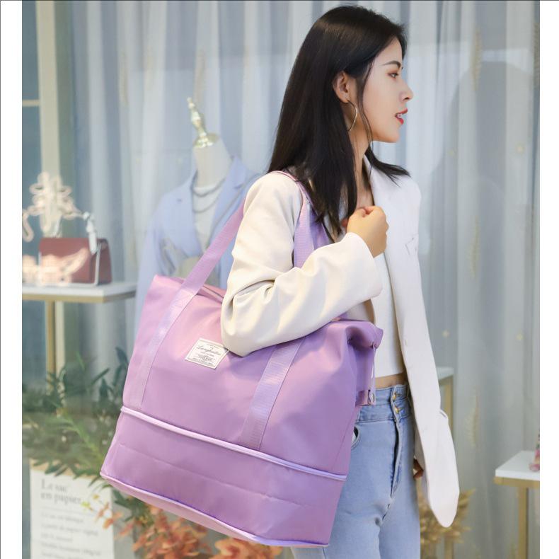 Foldable Waterproof Carry-on Travel Bag - Women's Large Capacity for Business, Fitness, and Yoga.