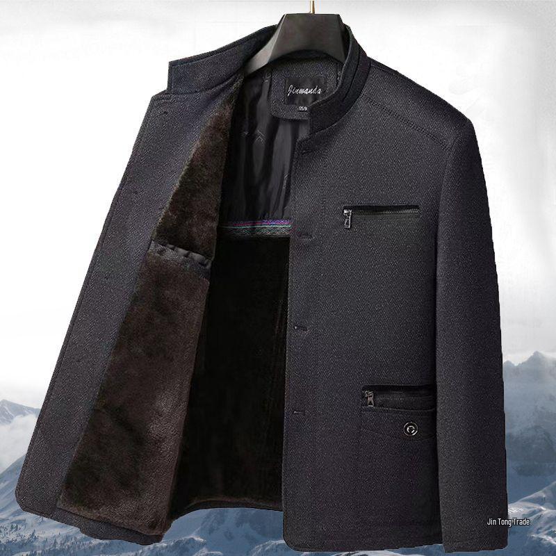 Men's Autumn/Winter Cotton-Padded Casual Jacket for Ages 50-70