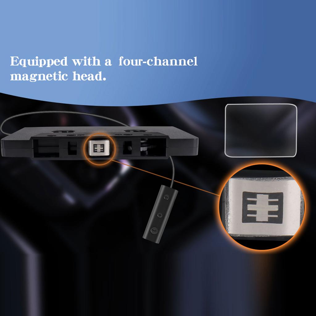 Bluetooth 5.0 Car Cassette Converter 4 Channel Car Cassette Tape Adapter Sound Receiver Plug and Play with USB Cable