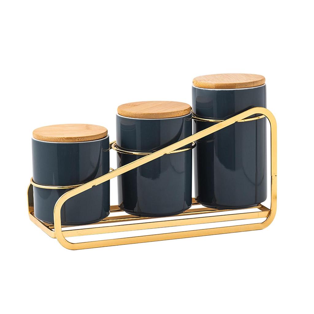 3x Kitchen Canister Pots Storage Containers Jars for Snacks Cafe