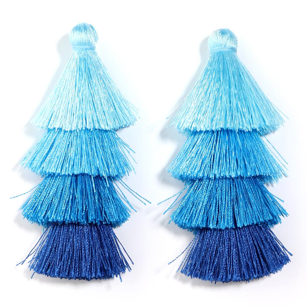 4pcs/lot Gradient Tassel Pendants Four Layers Polyester Tassel Pendants For Jewelry Making DIY Earrings Charms Accessories