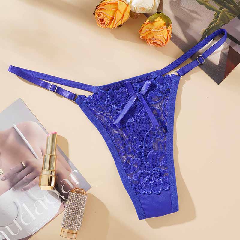 Sexy Lace Underwear For Women Low Rise Adjustable Thongs Transparent G-String Female Breathable Underpants Lingerie
