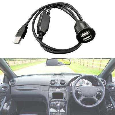 Pannello a Doppia Porta USB2.0 Montaggio a Filo Cavo di Estensione per Auto Moto Cavo di Ricarica ad Alta Velocità Adattatore Caricabatteria USB per Auto