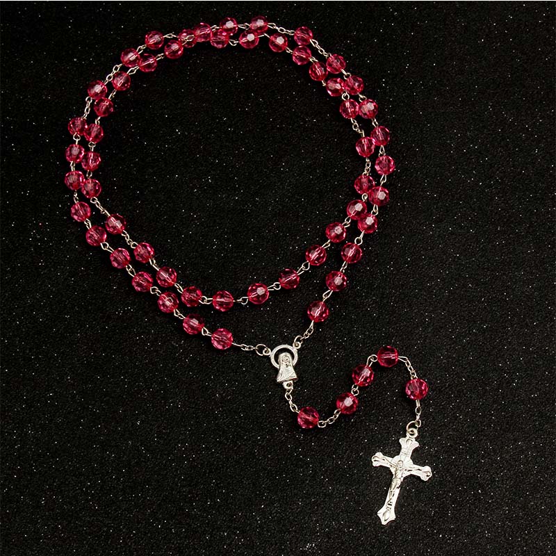 Rosario alla moda da 8 mm collana da donna alta qualità fai da te Gesù Croce Cristiana collana e ciondolo catena lunga gioielli gioielli