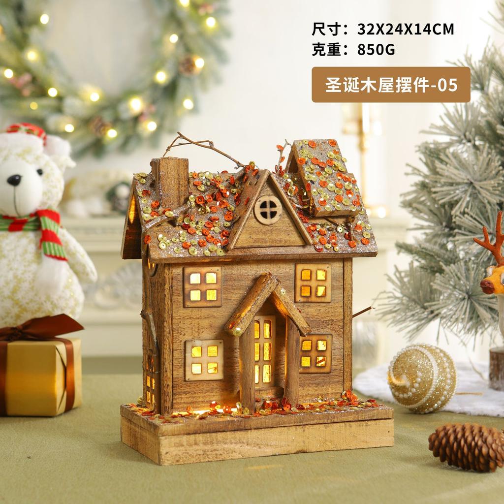 Factory direct sales Christmas chalet ornament atmosphere luminous decoration decoration chalet Christmas supplies