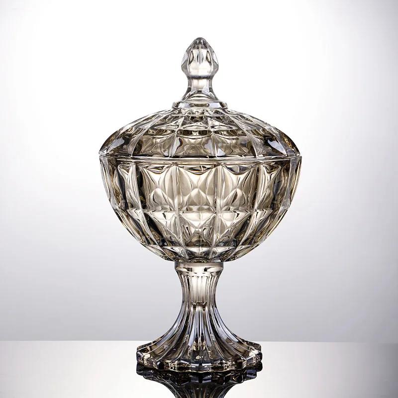 Úložná sklenice evropského stylu z křišťálového skla stolní ozdoba bonbony ovoce kreativní móda domácí šperkovnice s víkem