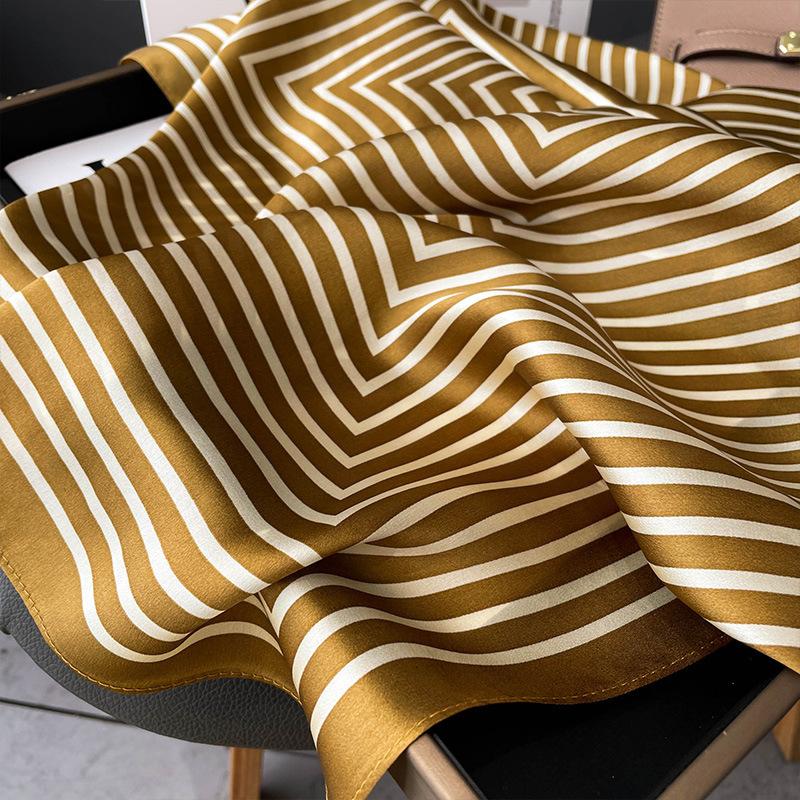 Fashion geometric stripe simulation silk scarf women's spring and summer simple professional wear scarf women's gift high-end silk scarf