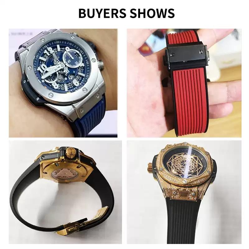 Horlogetoebehoren 27mmx17mm Voor HUBLOT Serie horlogeband Siliconen band 22mm Vouwsluiting Rubberen Herenband polsbandje armband