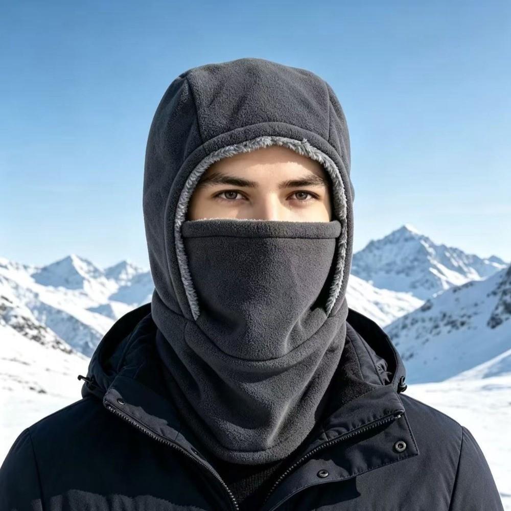 Solid Color Balaclava Cycling Cap Fleece Ski Windproof Cap Warm Hood Hat Outdoor Sports